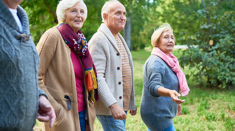 Walking at Park with Friends